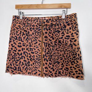 Free People We The Free Mini Skirt Cheetah Print Orange Zipper Front Women's 29
